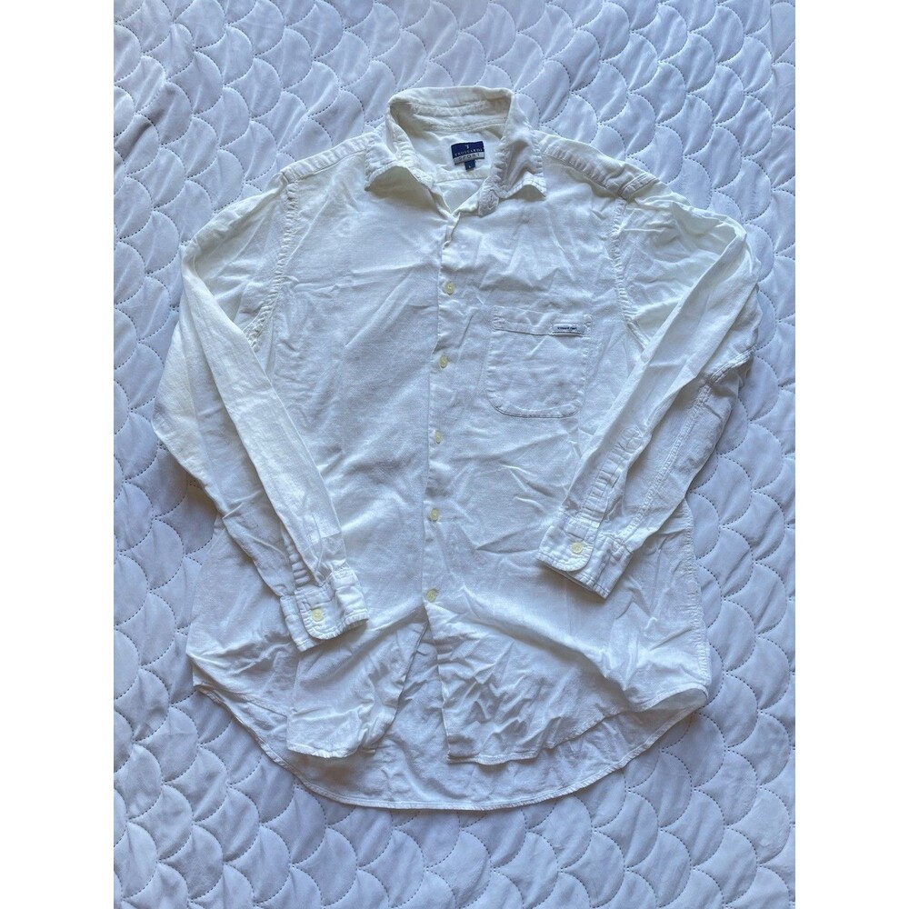 Vintage Trussardi Sport Long Sleeve Shirt Yellow Sz L Made in ITALY Snap Closure